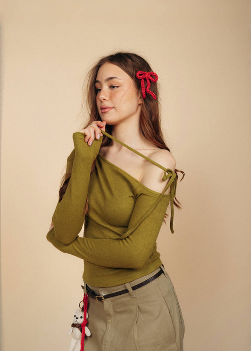 Angel Bowknot T-Shirt - Olive